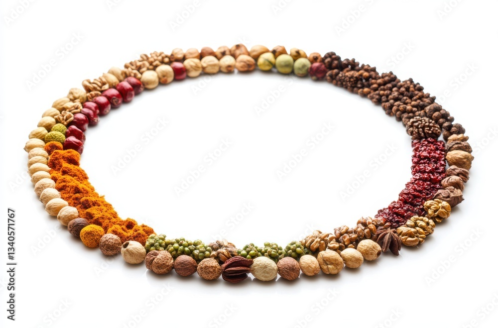 Obraz premium Exotic spices from around the world, arranged in a circle,