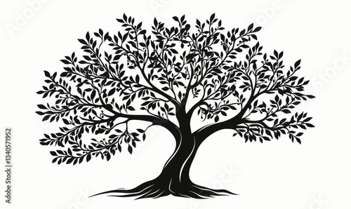 Minimalist Olive Tree Silhouette Icon, Flat SVG Vector Design for Natural Themes