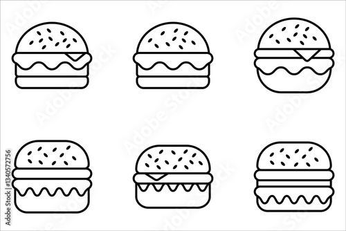 Burger icon set. cheese burger Symbol. hamburger sign. for mobile concept and web design. vector illustration on white background