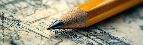 Intricate Hand-drawn Sketch with Copy Space Depicting Creative Process and Inspiration, Featuring Tools and Detailed Lines for Commercial and Editorial Use