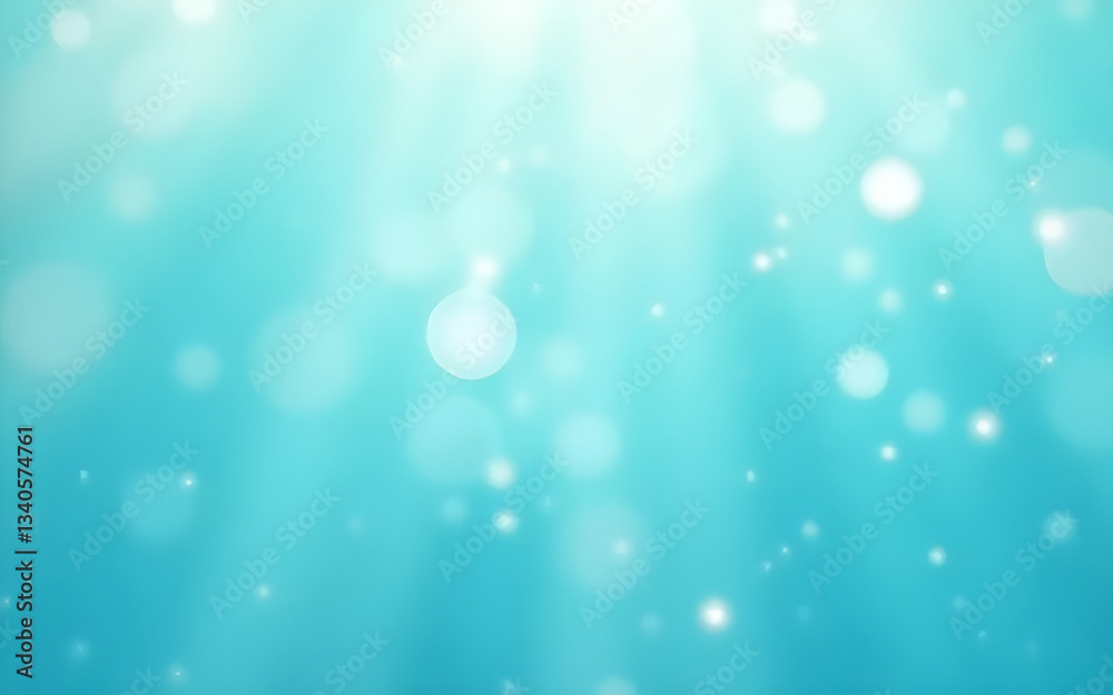 Obraz premium Light blue abstract background with glowing bokeh and particles floating
