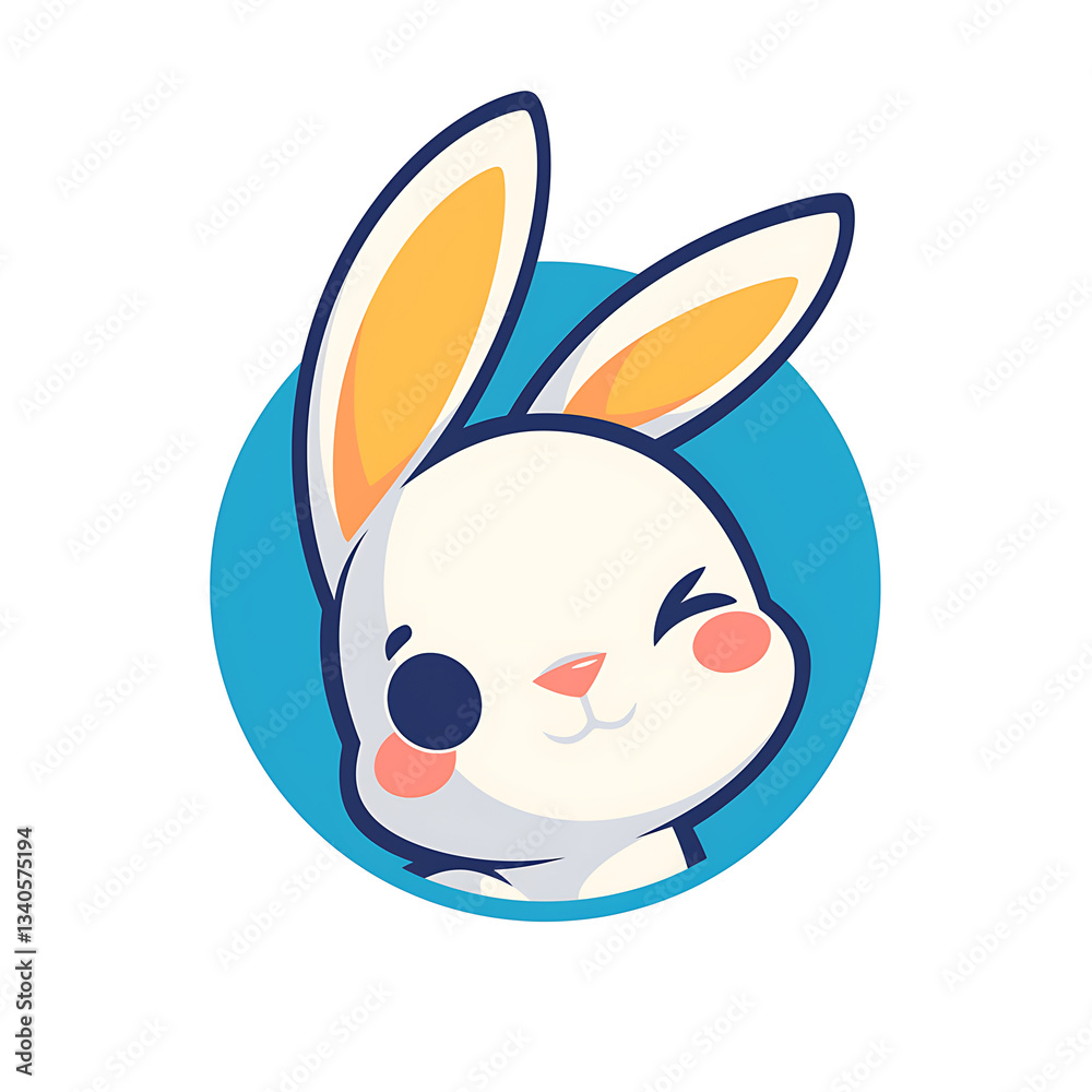 Obraz premium Adorable and Playful Rabbit Engaged in Various Activities, Minimalist and Logo-Style Designs illustrator.