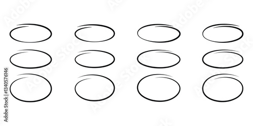 Vector set of hand drawn circular scribbles. Doodle style round circles for message notes, graffiti bubbles, or design elements.