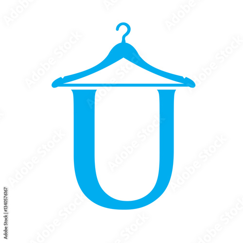 Letter U Laundry Logo Concept With Hanger Symbol For Cleaning Service And Cleaning company Template