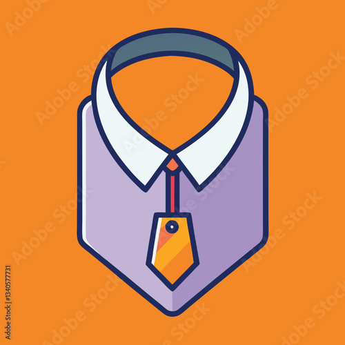 Vector illustration of a shirt collar with colorful tie, A vector illustration of a shirt collar with a colorful tie and tag, featuring a modern and clean design. Perfect for fashion and style themes.