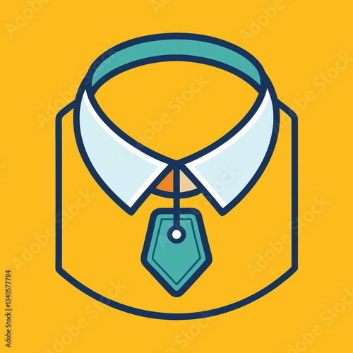 Vector illustration of a shirt collar with tie tag, A vector illustration of a shirt collar with a tie tag, featuring bright colors and a clean, modern design. Great for fashion and style.
