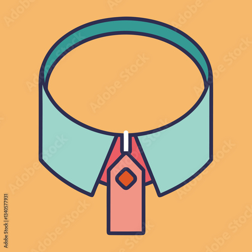 Vector illustration of a shirt collar design, A vector illustration of a shirt collar with a tie, featuring clean lines and a modern design. Great for fashion or style themes.
