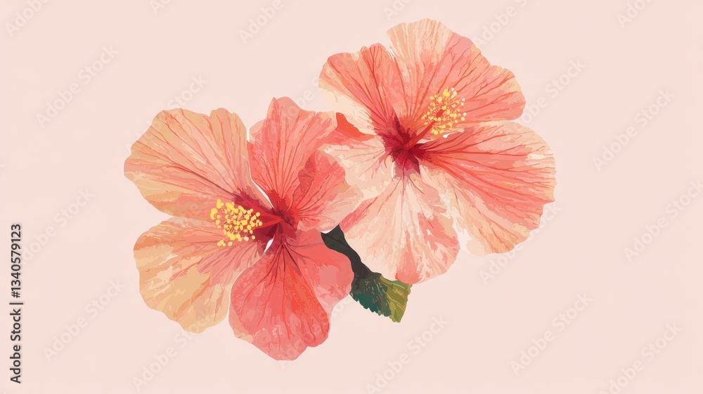 Obraz premium Delicate Pink Hibiscus Flowers on Soft Background Canvas Art