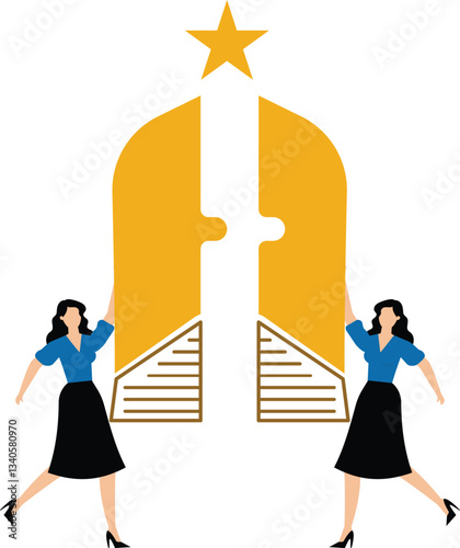 Teamwork to help success and achieve goal together