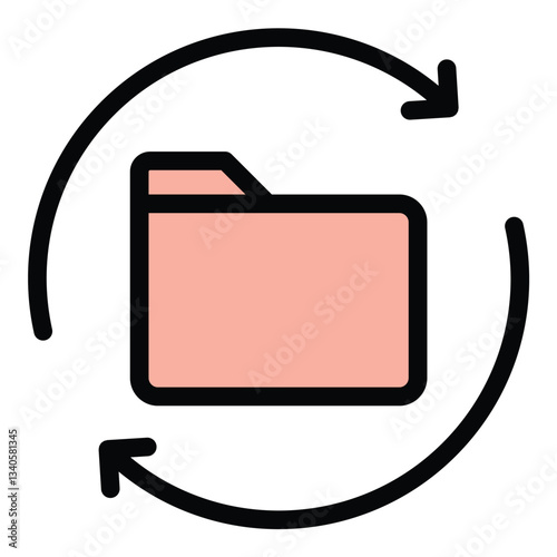 Folder backup icon in flat line style representing data protection file storage and recovery ideal for cloud computing cybersecurity and information management concepts.