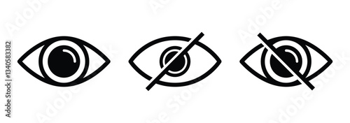Hide and show password icon. Eye symbol for visibility and invisibility settings. Vector EPS 10.