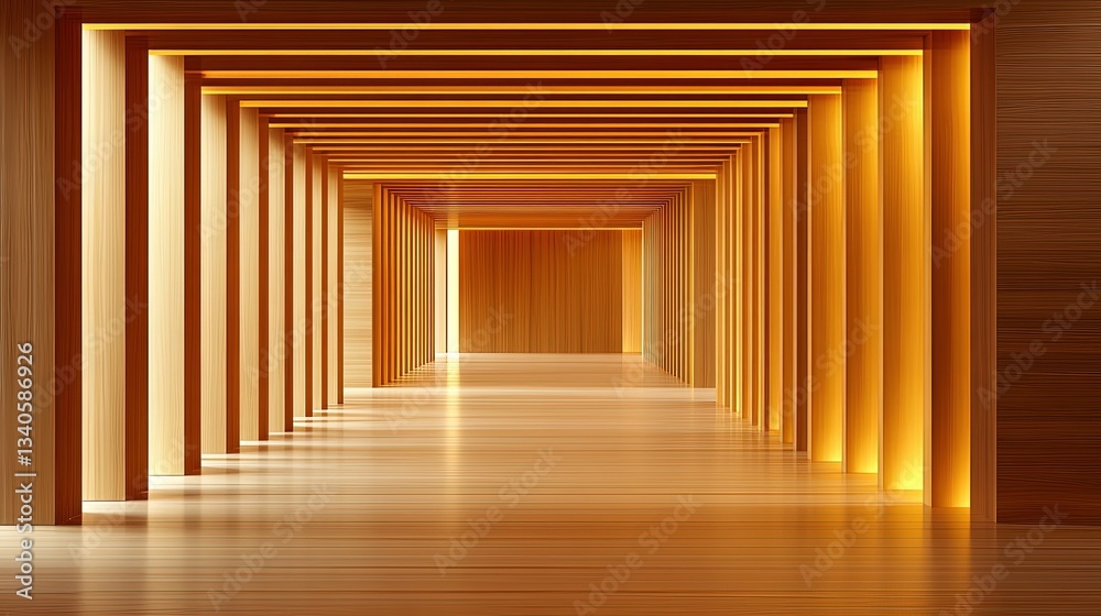 Modern Minimalist Interior Hallway with Wooden Walls and Lighting Modern Minimalist Interior Hallway with Wooden Walls and Lighting