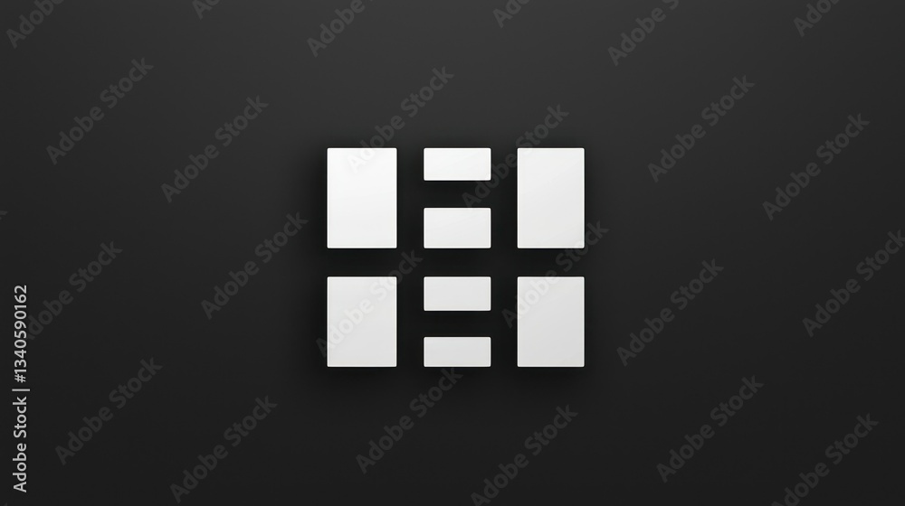 Obraz premium Abstract Grid Minimalist Design: White Squares on Black Background
