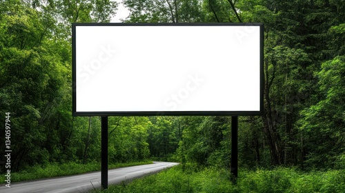 Wallpaper Mural Blank Billboard in a Lush Green Forest Setting: Perfect for Your Advertisement Torontodigital.ca