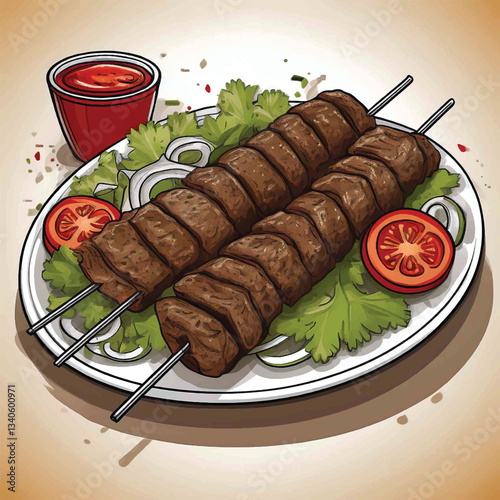 kebab vector delicious turkish grilled