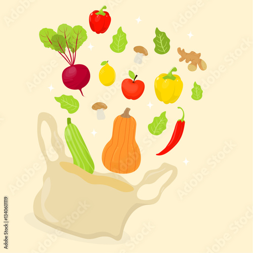vegetables groceries bag
