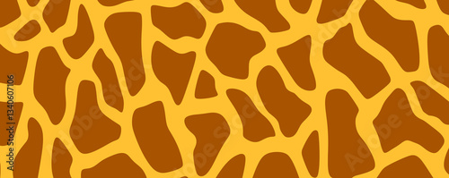 Simple flat illustration of giraffe skin pattern panorama background. Generative ai