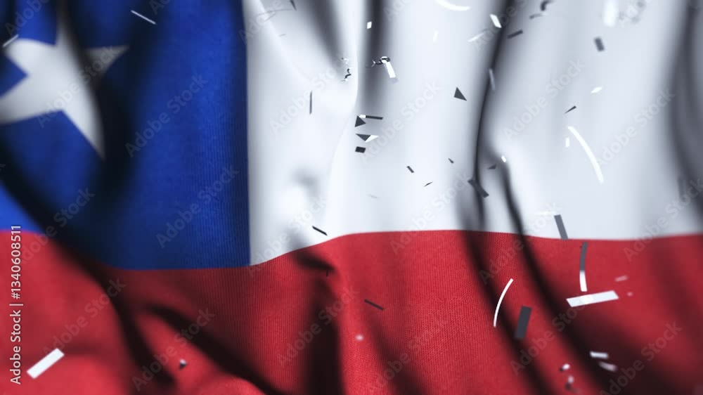 Chile flag confetti waving independence day background 4k 
