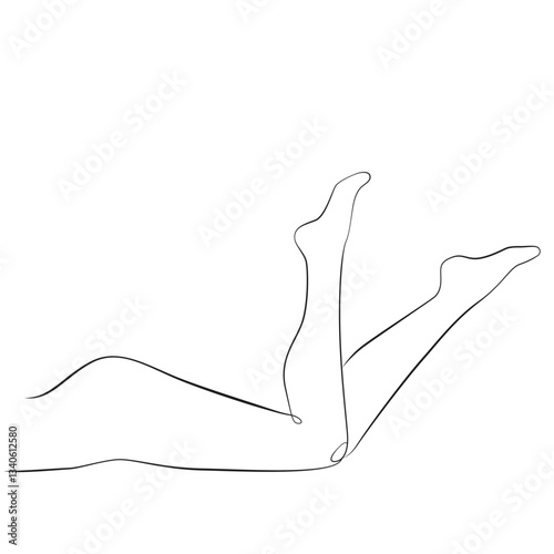 Women's legs line drawing on white isolated background