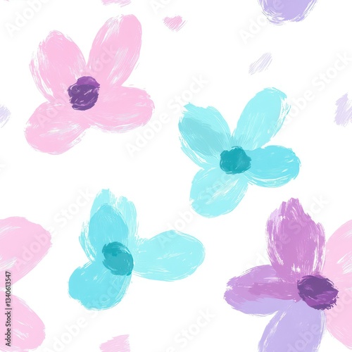 Wallpaper Mural Seamless beautiful decorative watercolor purple flowers pattern background Torontodigital.ca