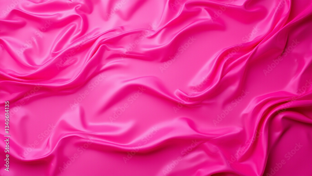Fototapeta premium Luxurious abstract background featuring smooth satin fabric in vibrant pink, creating sense of elegance and softness. flowing texture adds depth and visual interest