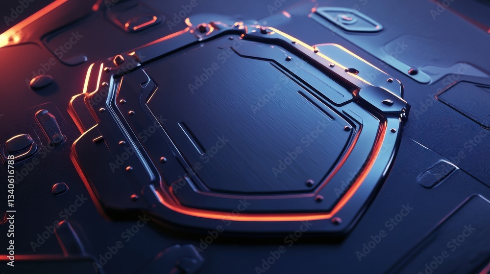 Naklejka premium Stylized 3D style shield with bold shapes and deep textures. illustration