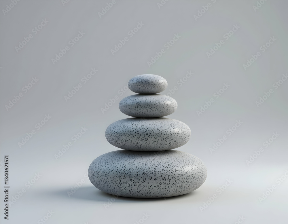 Stacked Stones Showing Balance and Calm on Neutral Background Stacked Stones Showing Balance and Calm on Neutral Background