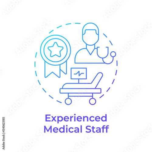 Experienced medical staff blue gradient concept icon. Qualified doctors. Quality of healthcare service. Round shape line illustration. Abstract idea. Graphic design. Easy to use in presentation