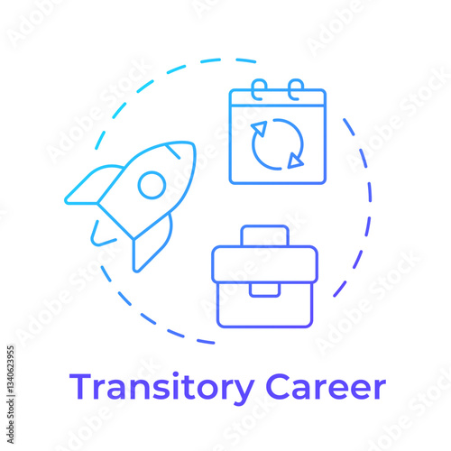 Transitory career blue gradient concept icon. Job change, flexibility. Gig worker, freelance. Round shape line illustration. Abstract idea. Graphic design. Easy to use in infographic, presentation