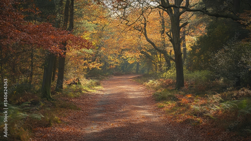 Obraz premium Woodland walk in the new forest in Autumn.