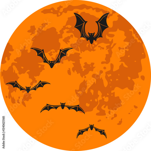 Halloween Bats Flying With Moon