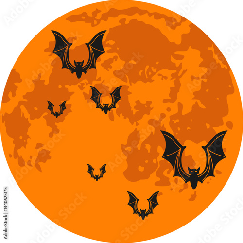 Halloween Bats Flying With Moon