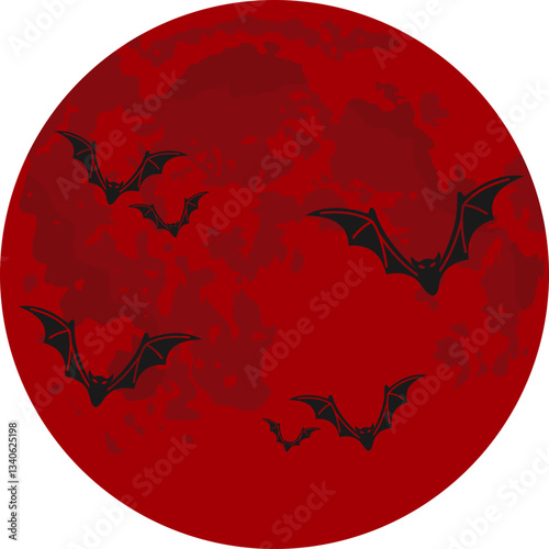 Halloween Bats Flying With Moon