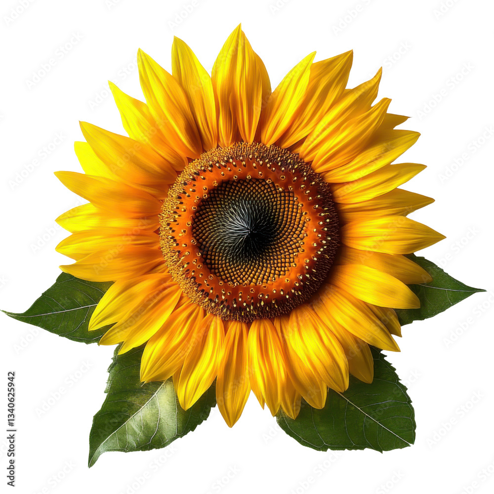 Obraz premium blooming sunflower isolated on white background