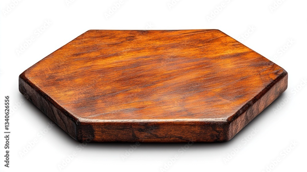 Hexagonal Wooden Cutting Board on White Background Hexagonal Wooden Cutting Board on White Background