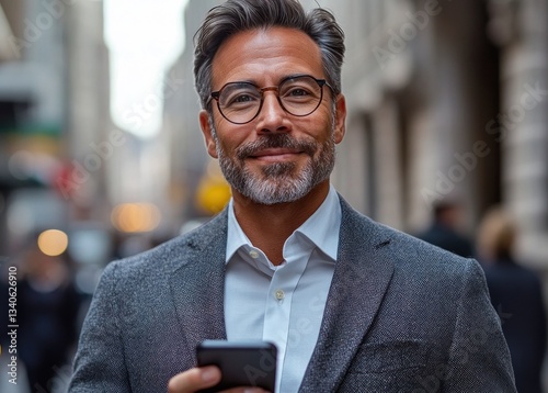 Confident Businessman in City Street