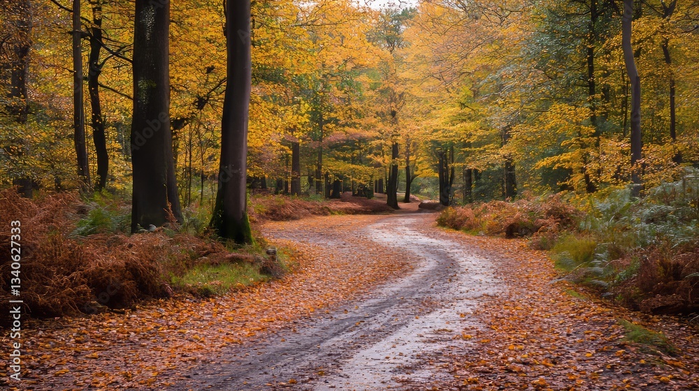Obraz premium Woodland walk in the new forest in Autumn.