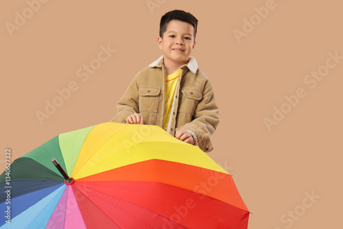 Cute little Asian boy with ...