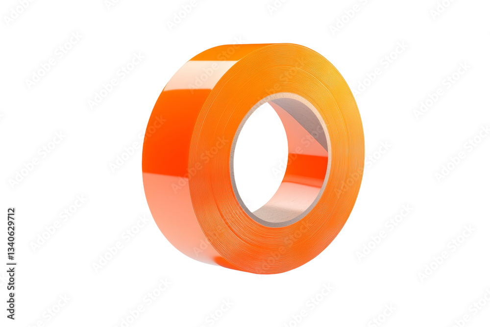 Roll of orange tape is shown on a white background, isolated Roll of orange tape is shown on a white background, isolated