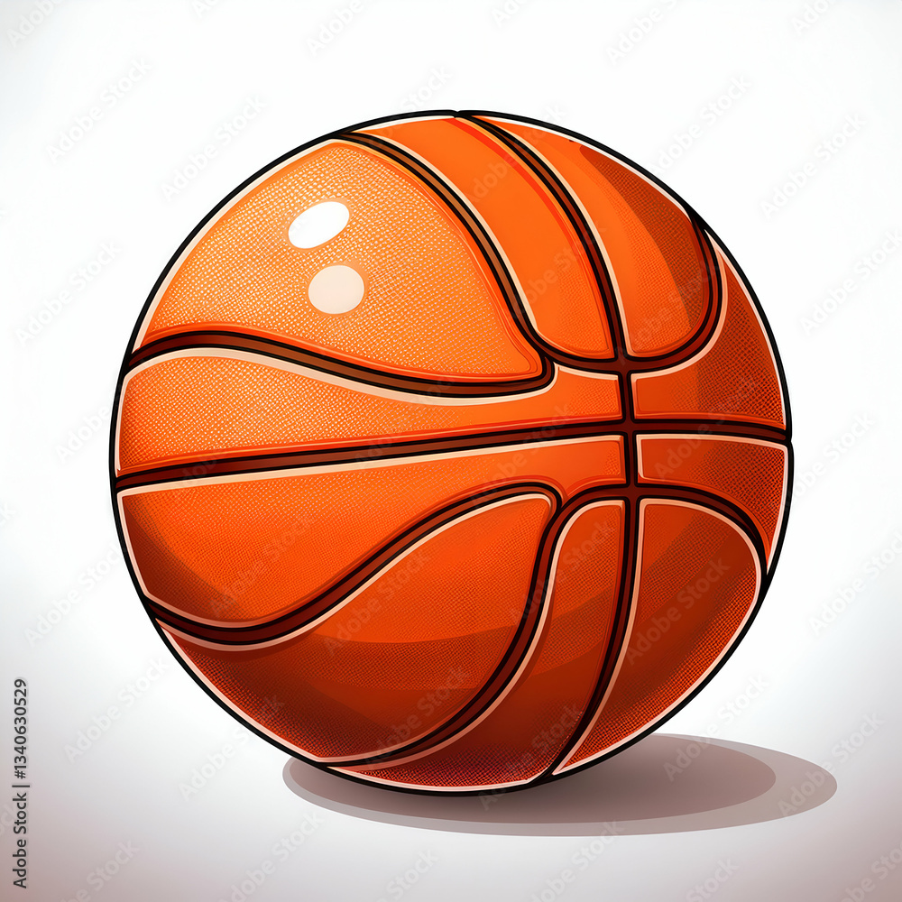 Fototapeta premium A Vibrant, Glossy Basketball Ready For The Game, Showcasing Its Classic Orange And Brown Design With A Subtle Shadow