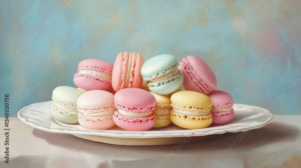 Colorful Macarons on a Plate Colorful Macarons on a Plate