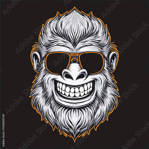 yeti head smiling with sunglasses vector