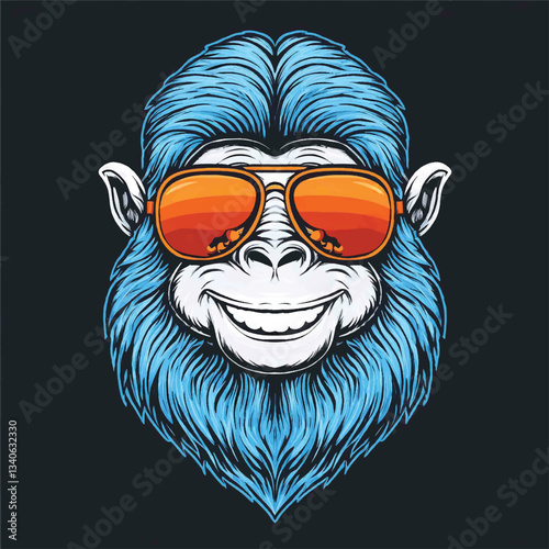 yeti head smiling with sunglasses vector