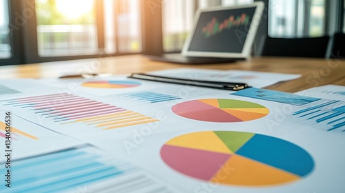 Wallpaper Mural Financial Data Analysis: Charts and Graphs on a Desk Torontodigital.ca