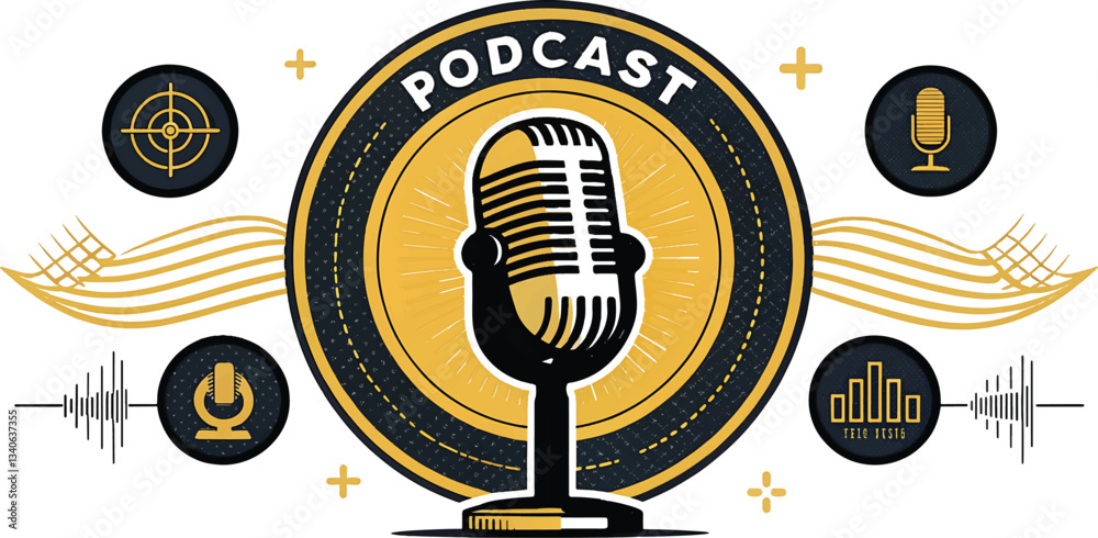 Obraz premium vector illustration of a vintage microphone