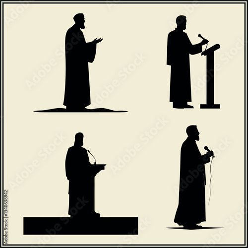 Imam Giving Khutbah, Islamic Silhouette