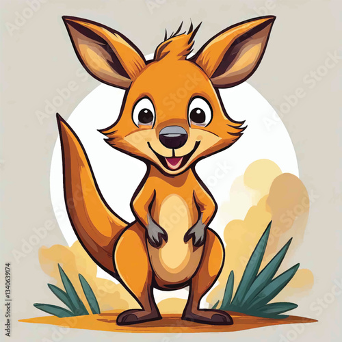 Adorable happy kangaroo standing vector cartoon