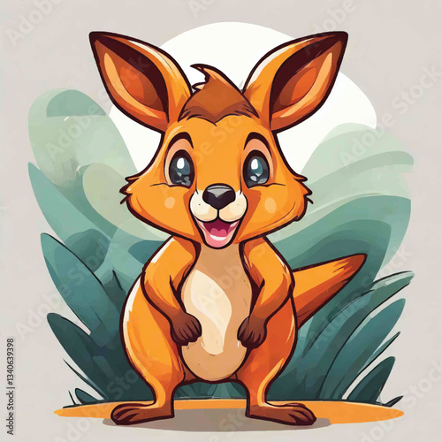 Adorable happy kangaroo standing vector cartoon