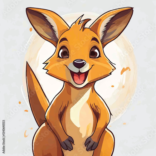 Adorable happy kangaroo standing vector cartoon
