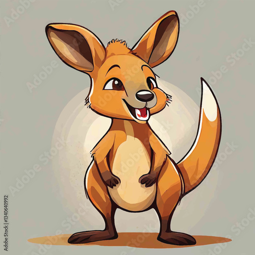 Adorable happy kangaroo standing vector cartoon